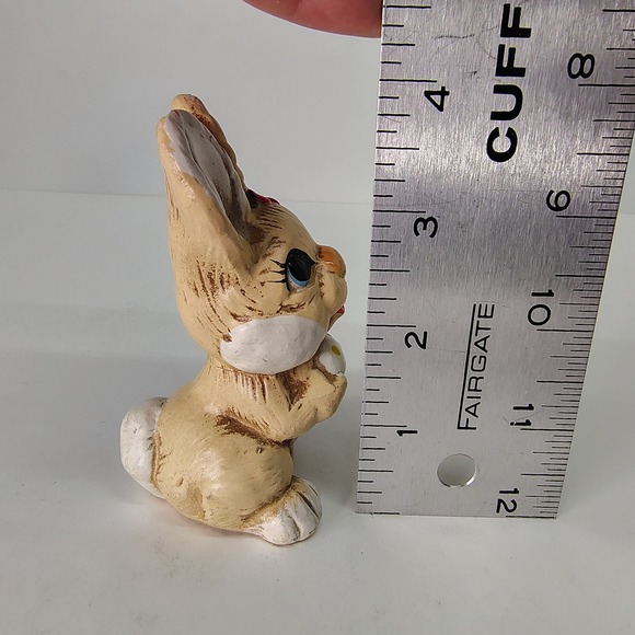 Bunny Rabbit Figurine Big Eyes with Painted‎ Egg Norleans Cute Adorable 4" Tall - Picture 4 of 9